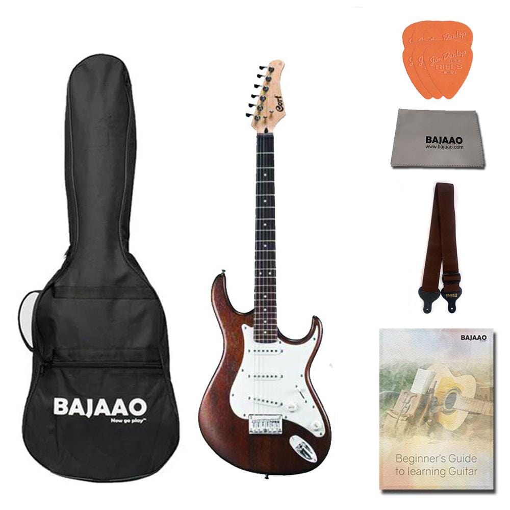 Cort Electric Guitars Open Pore Walnut / BUNDLE Cort G100 Vintage Strat Style 6 String Electric Guitar