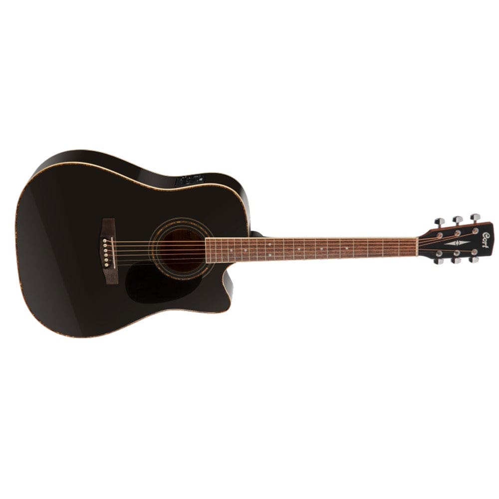 cort electro acoustic guitar bundles cort ad880ce cutaway electro acoustic guitar with gigbag, strap, polishing cloth, pick and ebook    #color_black