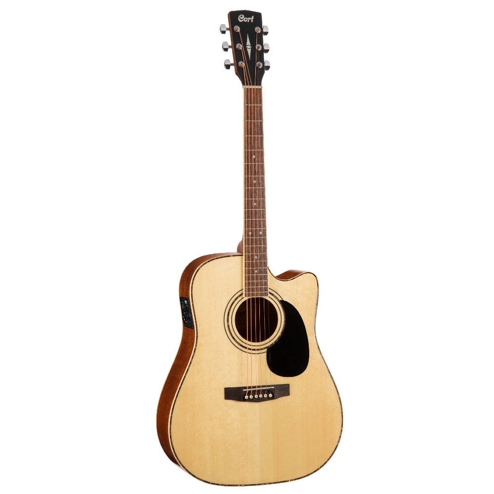 cort electro acoustic guitar bundles natural satin cort ad880ce cutaway electro acoustic guitar with gigbag, strap, polishing cloth, pick and ebook    