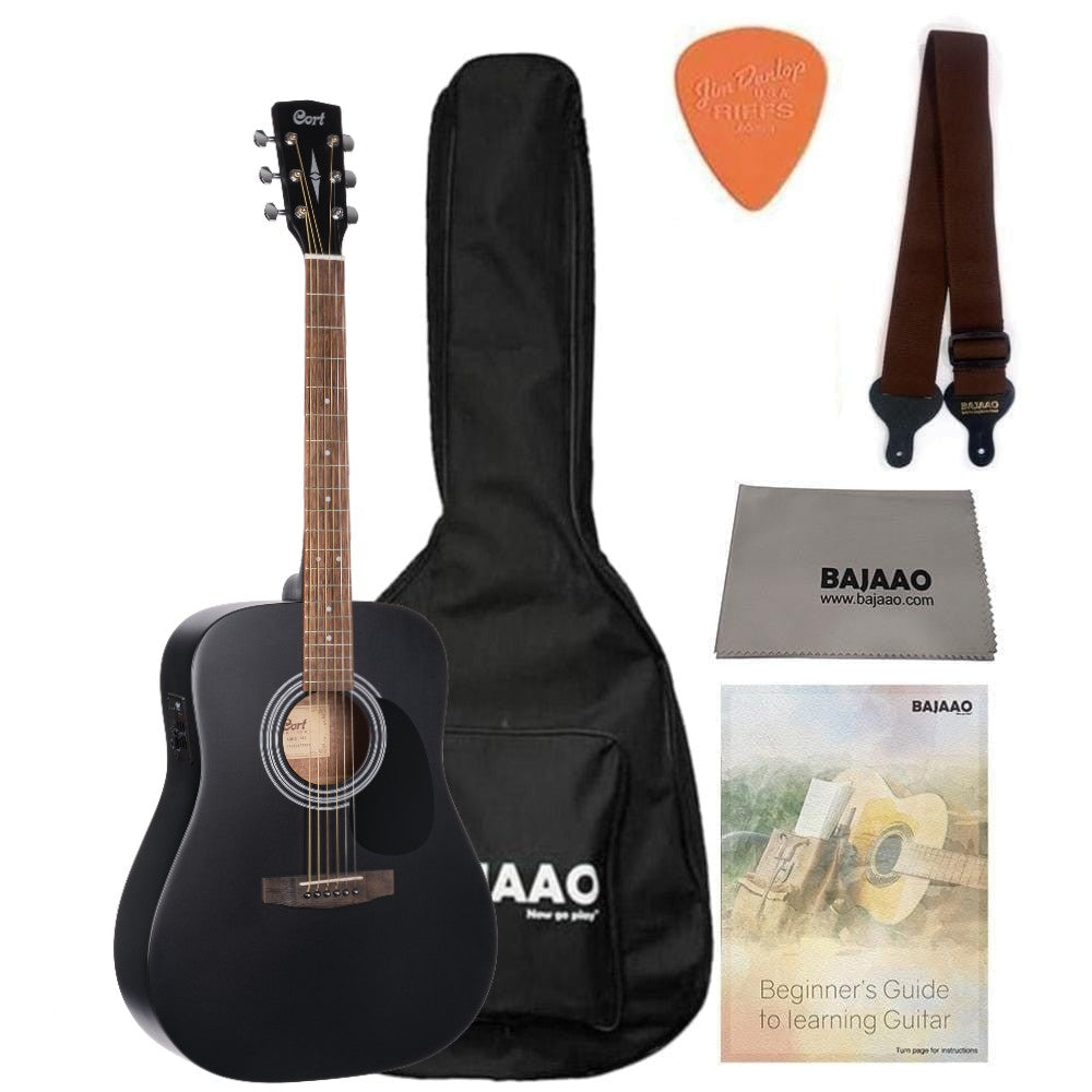 Buy Cort AD810E Dreadnought Electro Acoustic Guitar with Gigbag Strap Polishing Cloth Pick and Ebook Online Bajaao