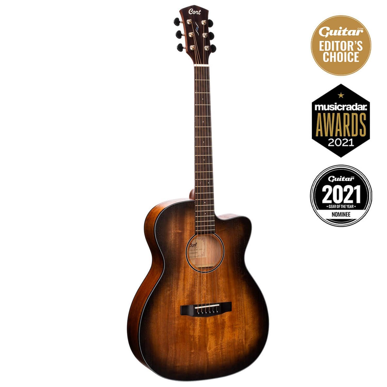 Cort Electro Acoustic Guitars Cort Core OC Mahogany 6-Strings Electro Acoustic Guitar With Bag- Open Pore Black Burst