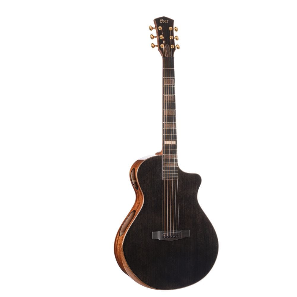 Cort Electro Acoustic Guitars Cort Modern Black 6 String Electro Acoustic Guitar - Trans Black Gloss