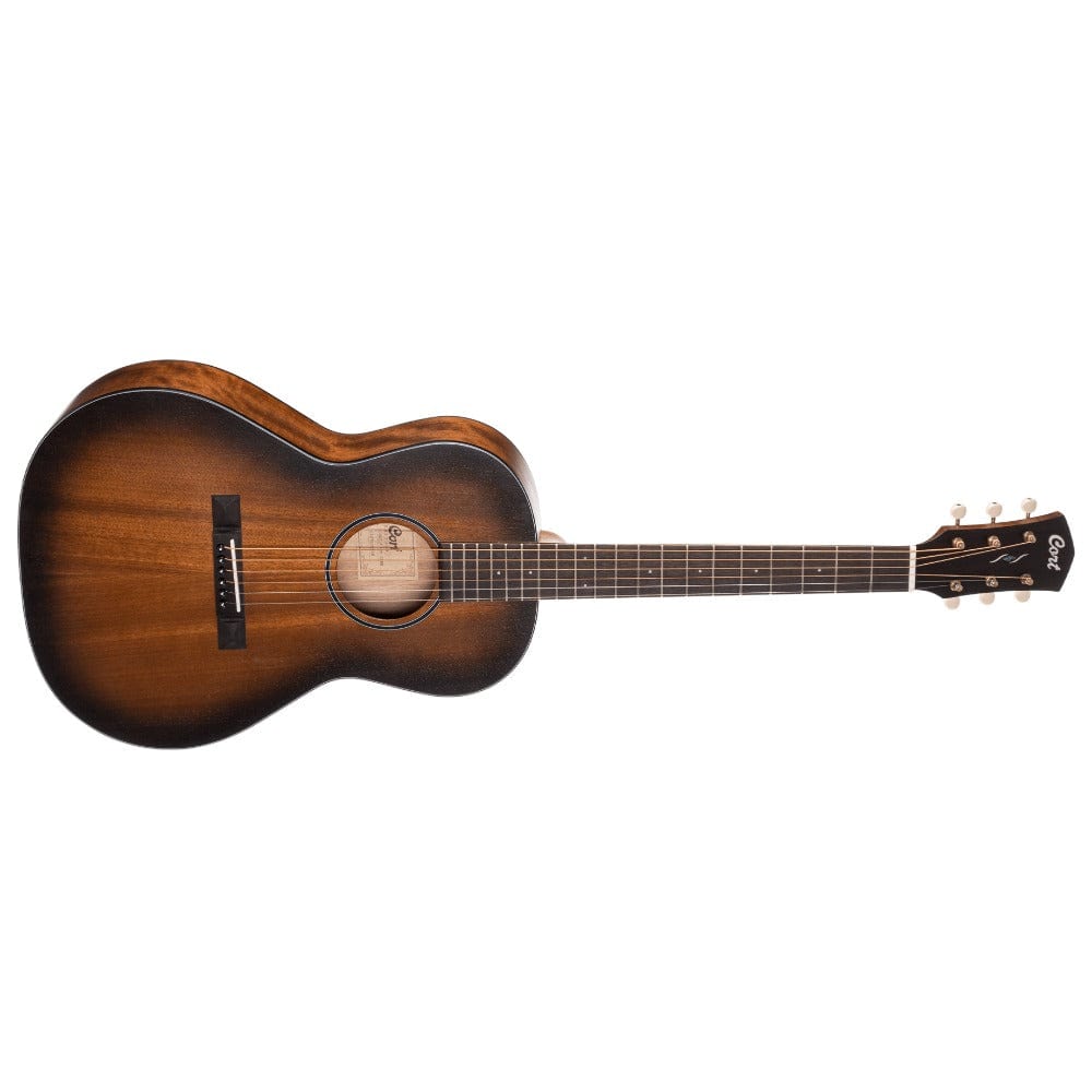 Cort Electro Acoustic Guitars Open Pore Black Burst Cort CORE PE AMH Parlor 6 String Electro Acoustic Guitar