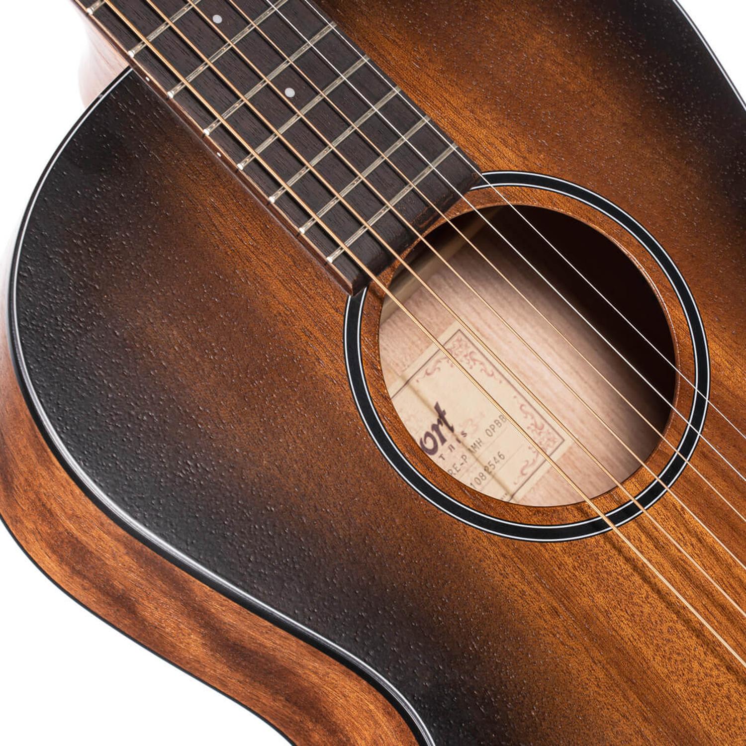 Cort Electro Acoustic Guitars Open Pore Black Burst Cort Core Series PE Mahogany 6-Strings Electro Acoustic Guitar With Bag- Open Pore Black Burst