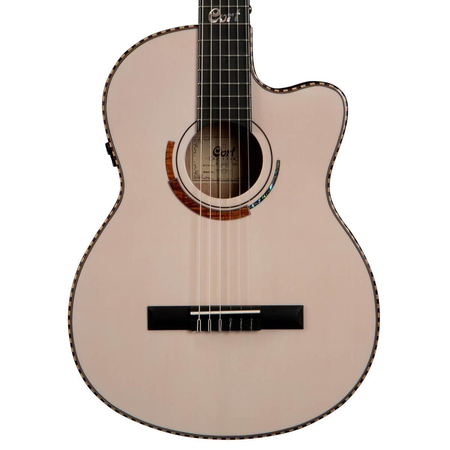Cort Electro Acoustic Guitars White Blonde Gloss Cort Sol Encanto 6 String Semi Acoustic Guitar with Case