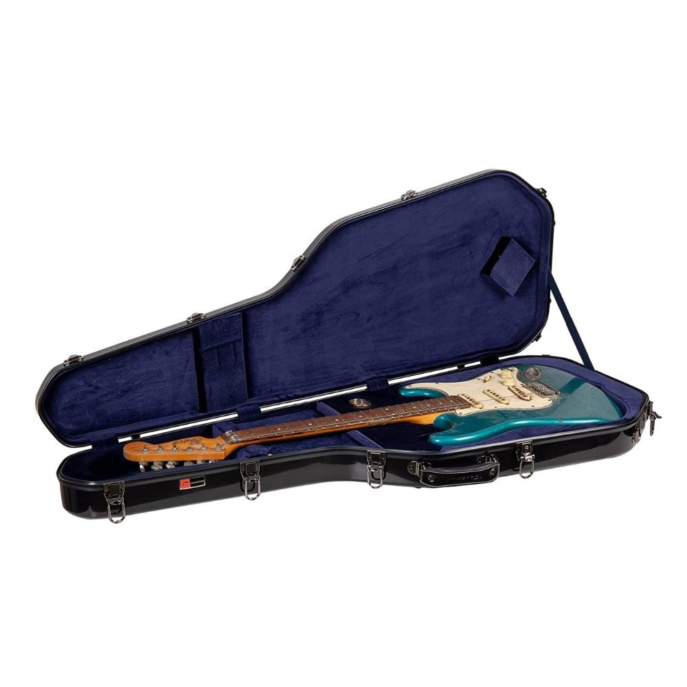 crossrock electric guitar cases crossrock crf-2020gstbk deluxe fiberglass case for tele and strat style electric guitars - black