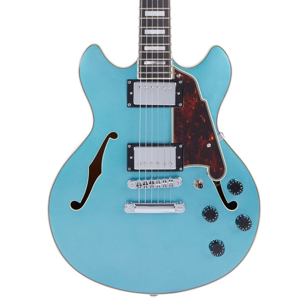 d'angelico electric guitars d'angelico premier mini dc semi-hollow 6 string electric guitar    #color_ocean-turquoise