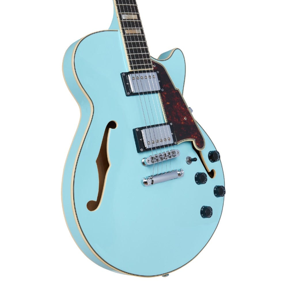 d'angelico electric guitars d'angelico premier ss semi-hollow 6 string electric guitar    #color_sky-blue