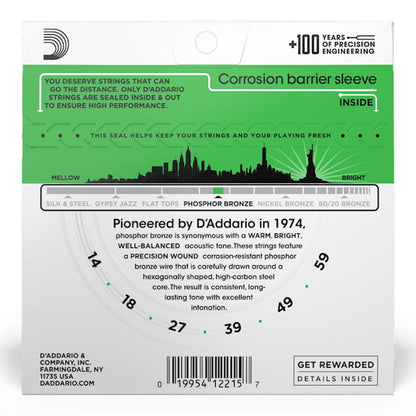 DAddario Acoustic Guitar Strings 0.014-0.059 D'Addario Phosphor Bronze  Heavy Acoustic Guitar String Set