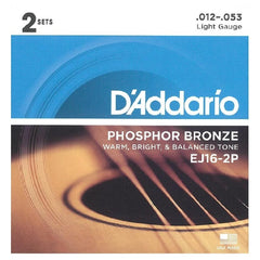 DAddario Acoustic Guitar Strings 2 Sets D'Addario EJ16 Phosphor Bronze Light Acoustic Guitar Strings