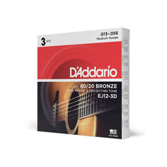 DAddario Acoustic Guitar Strings D'Addario EJ12 3D 3 Pack Bronze Acoustic Guitar