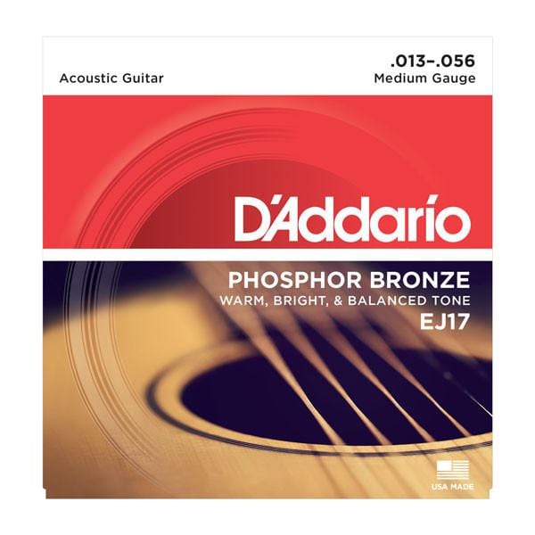 daddario acoustic guitar strings d'addario ej17 phosphor bronze medium acoustic strings