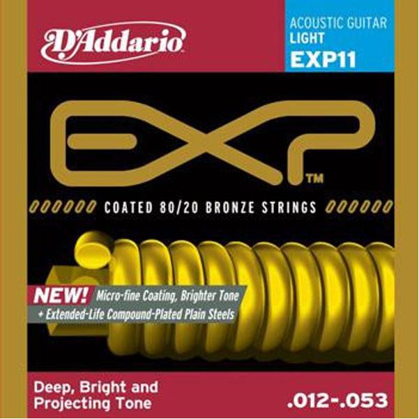 DAddario Acoustic Guitar Strings D'Addario EXP11 Coated 80/20 Bronze Light Acoustic Strings
