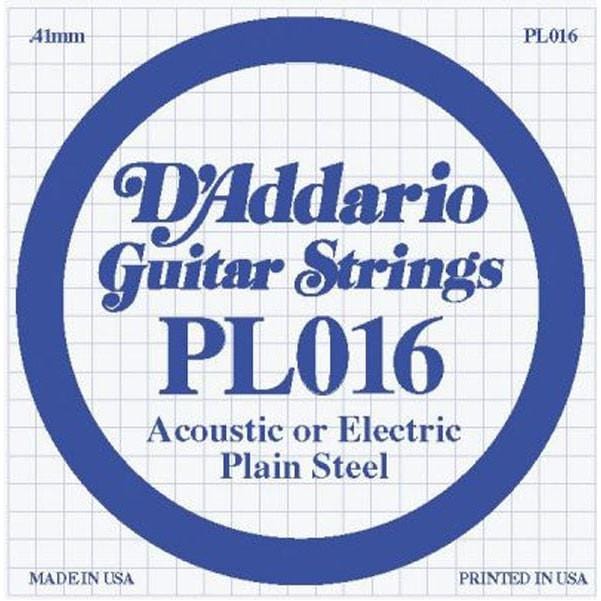 daddario acoustic guitar strings d'addario plain steel .016 pl016 guitar strings  set of 3 strings