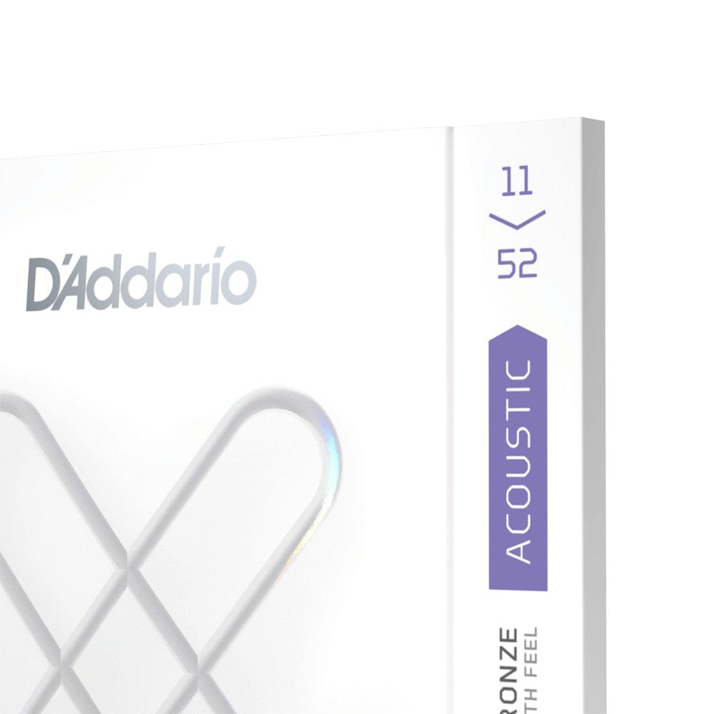 daddario acoustic guitar strings d'addario xs acoustic guitar coated strings phosphor bronze, custom light, 11-52
