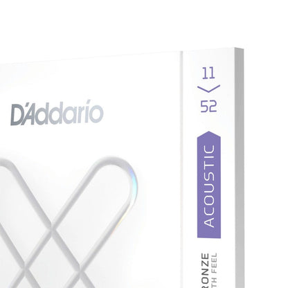 daddario acoustic guitar strings d'addario xs acoustic guitar coated strings phosphor bronze, custom light, 11-52