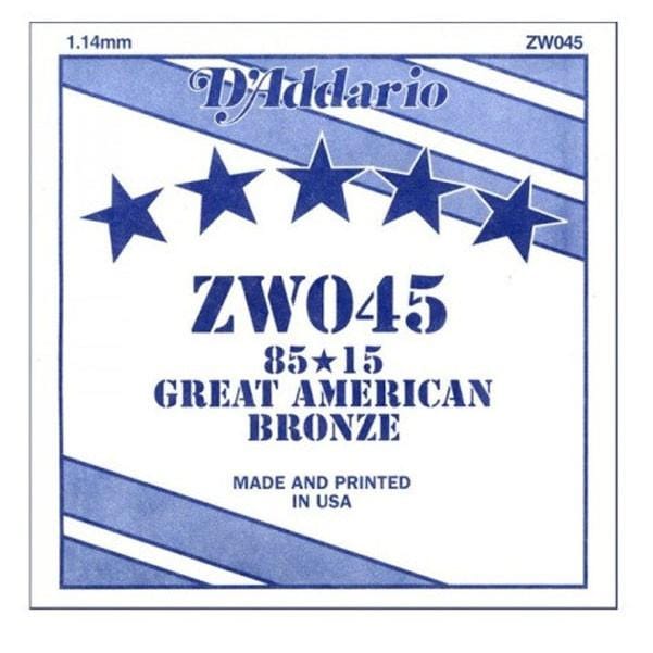 daddario acoustic guitar strings d'addario zw045 single acoustic guitar strings 85/15 - set of 3