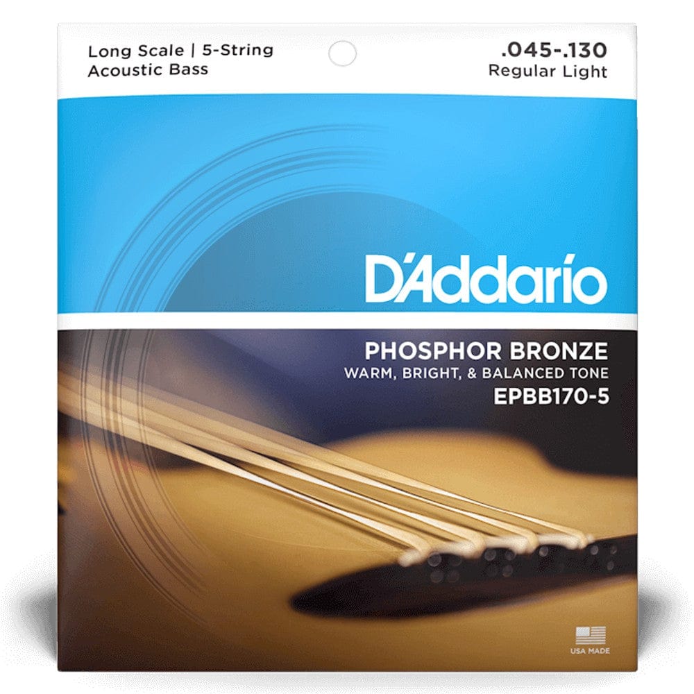 daddario bass guitar strings d'addario epbb170-5  pb 5-string acoustic bass guitar strings