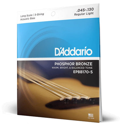 daddario bass guitar strings d'addario epbb170-5  pb 5-string acoustic bass guitar strings