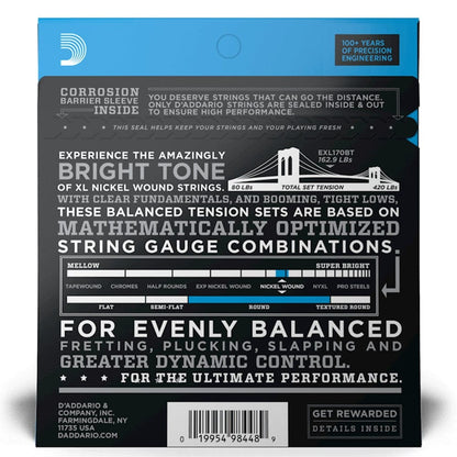 daddario bass guitar strings d'addario exl170bt bass guitar strings balanced tension nickel wound