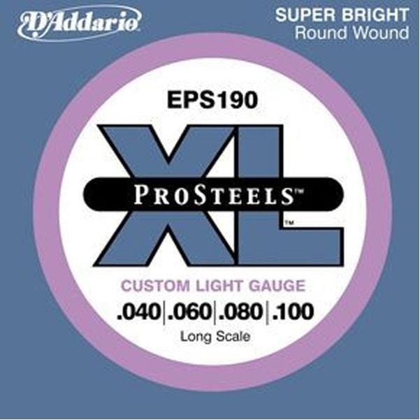 DAddario Bass Guitar Strings D'Addario ProSteels EPS190 Bass Strings, Custom Light Long Scale