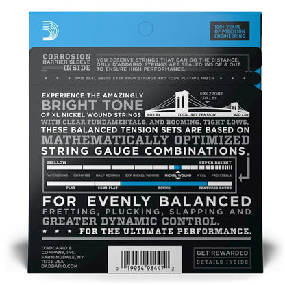 daddario bass guitar strings daddario exl220bt bass guitar strings balanced tension nickel wound