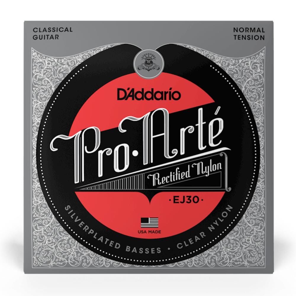 daddario classical guitar strings .028 - .043 d'addario ej30 rectified nylon normal tension tie end classical guitar string set     