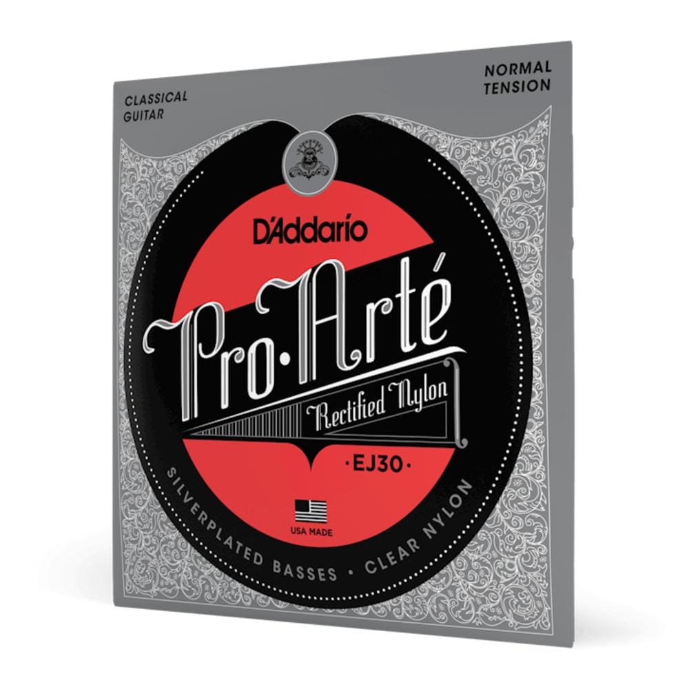 daddario classical guitar strings .028 - .043 d'addario ej30 rectified nylon normal tension tie end classical guitar string set     