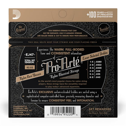 DAddario Classical Guitar Strings DAddario Pro-Arté EJ47 80/20 Bronze Wrap Nylon Core Classical Guitar String Set