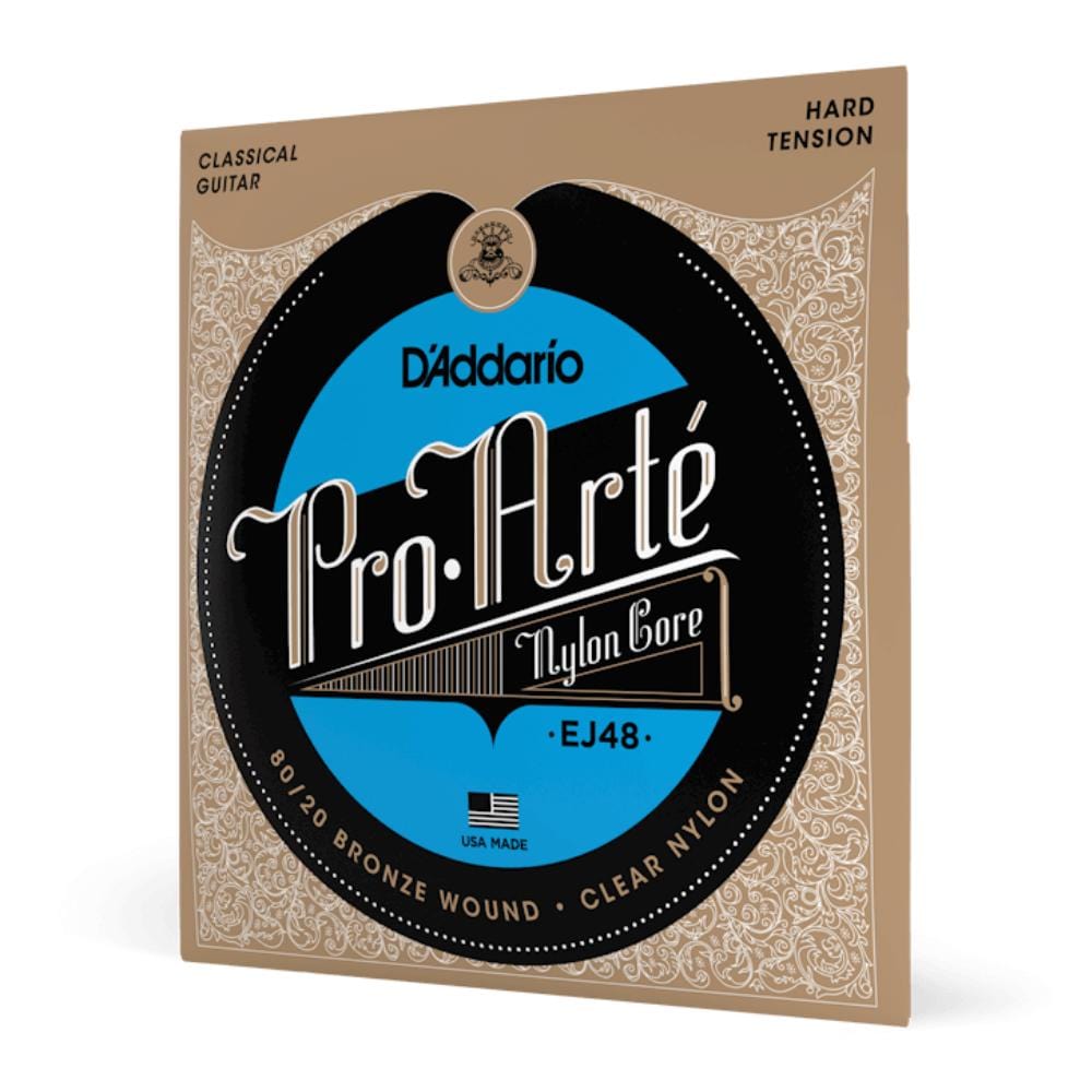 daddario classical guitar strings daddario pro-arté ej48 80/20 bronze wrap nylon core classical guitar string set