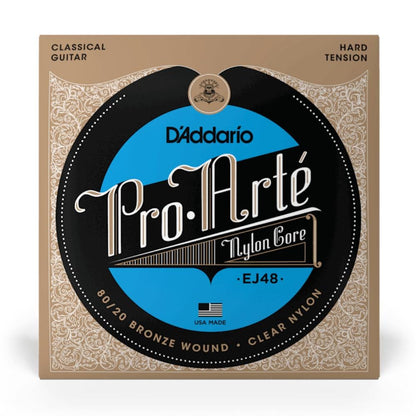 daddario classical guitar strings daddario pro-arté ej48 80/20 bronze wrap nylon core classical guitar string set