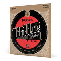 DAddario Classical Guitar Strings DAddario Pro-Arté EJ49 Silver Plated Wrap Black Nylon Classical Guitar String Set