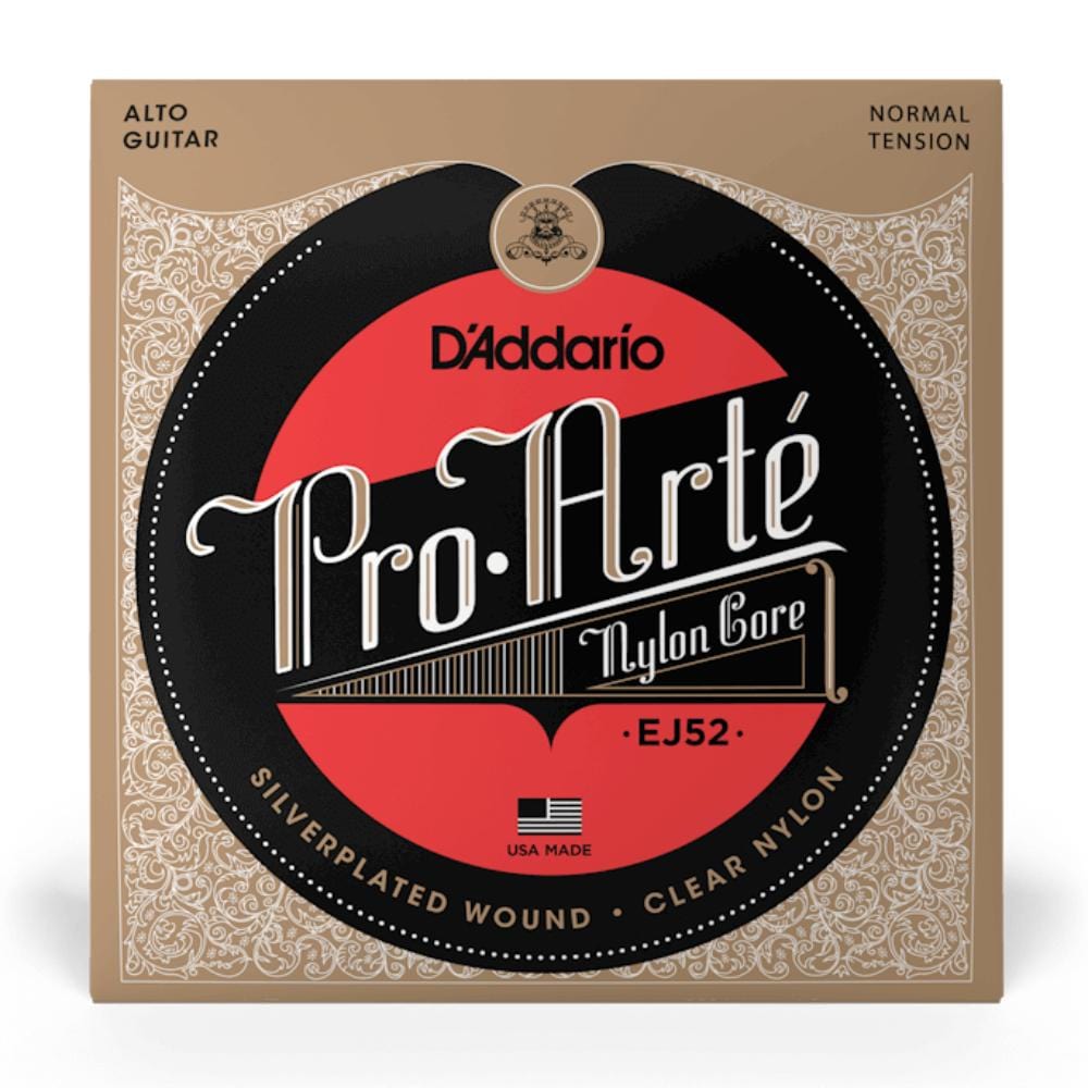 daddario classical guitar strings daddario pro-arté ej52 silver plated wrap nylon core alto classical guitar string set