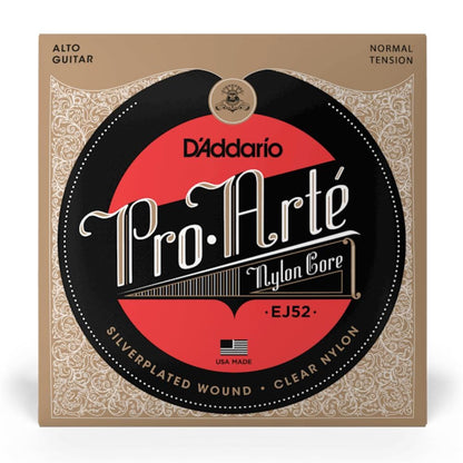 daddario classical guitar strings daddario pro-arté ej52 silver plated wrap nylon core alto classical guitar string set