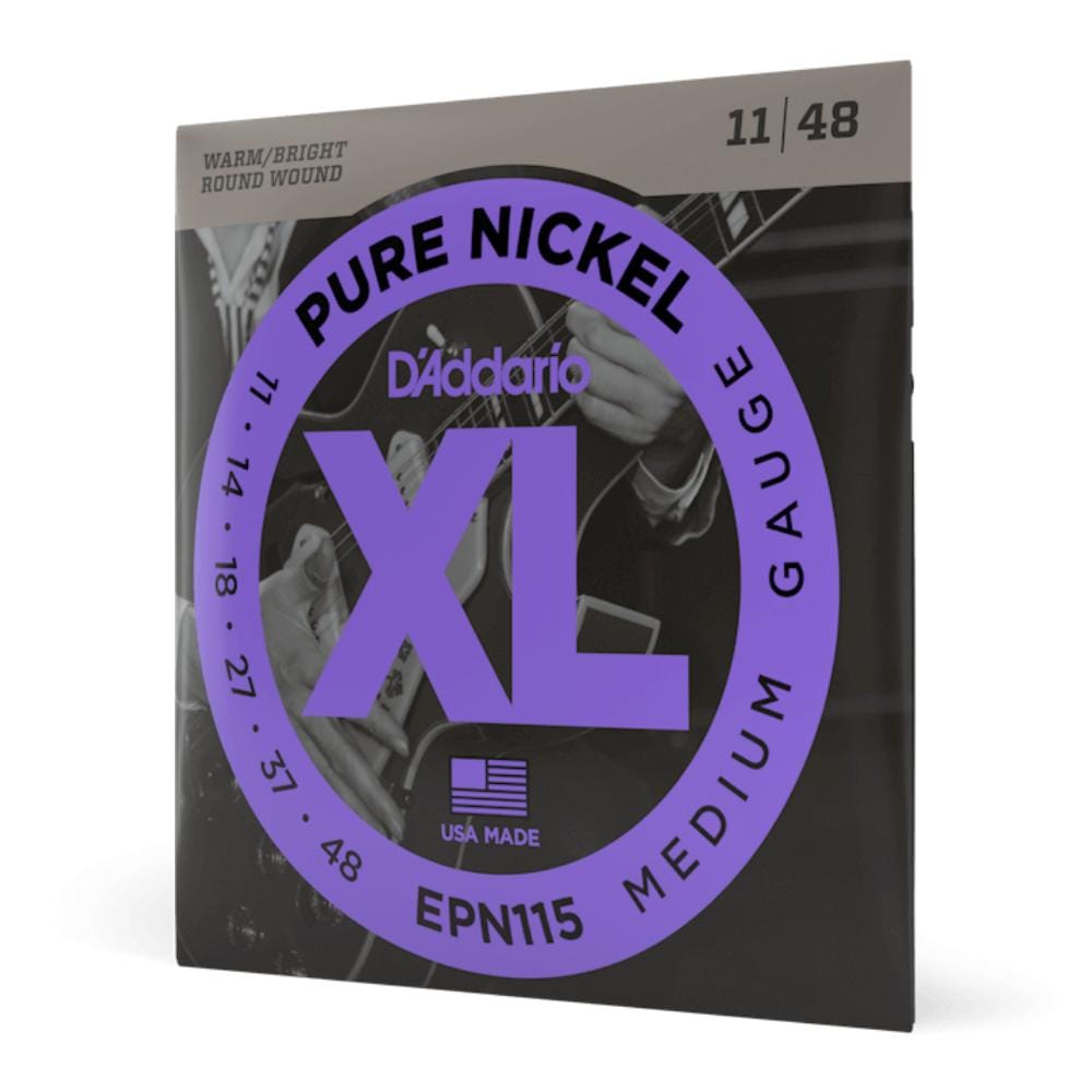daddario electric guitar strings d'addario epn115 xl pure nickel wound electric guitar strings 11-48