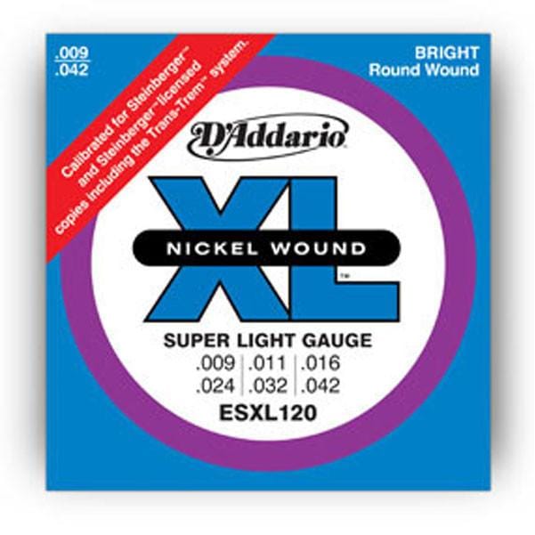 daddario electric guitar strings d'addario esxl120 nickel wound super light double ballend, 009-.042