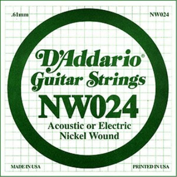 DAddario Electric Guitar Strings D'Addario NW024 Nickel Wound Electric Guitar Single String set of 3