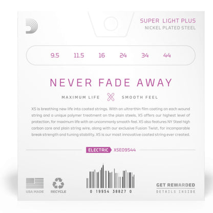 DAddario Electric Guitar Strings D'Addario XSE09544 Super Light Plus Coated Electric Guitar Strings