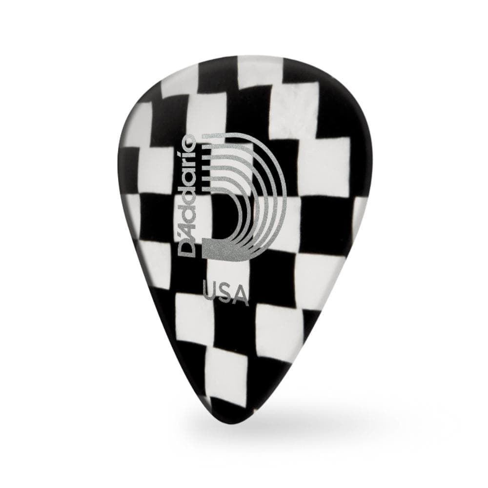 daddario picks d'addario classic celluloid checkerboard 0.70mm medium gauge guitar pick      #pack_pack-of-25