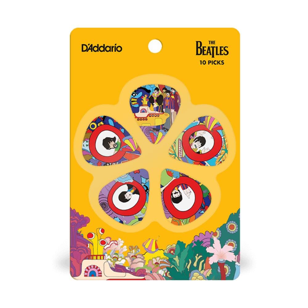 daddario picks light gauge 0.50mm d'addario the beatles yellow submarine 50th anniversary guitar picks - pack of 10    