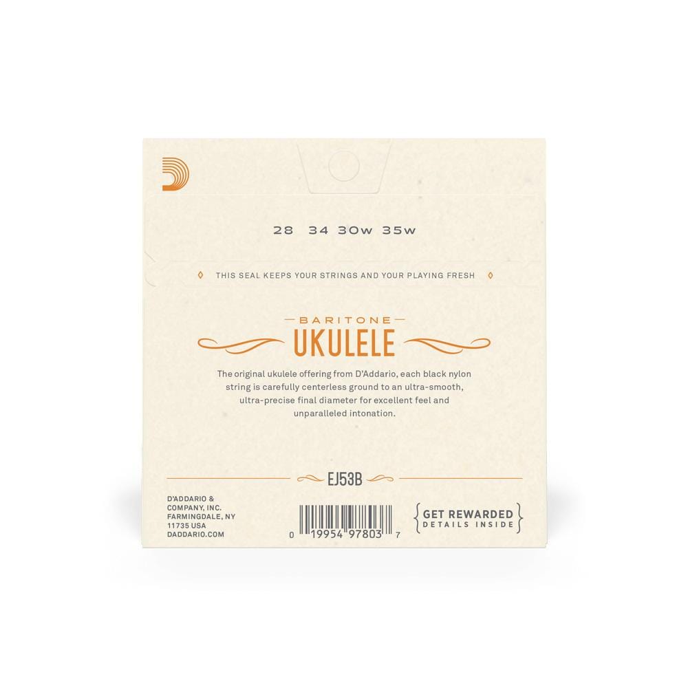 daddario ukulele strings d'addario ej53b baritone ukulele string set
