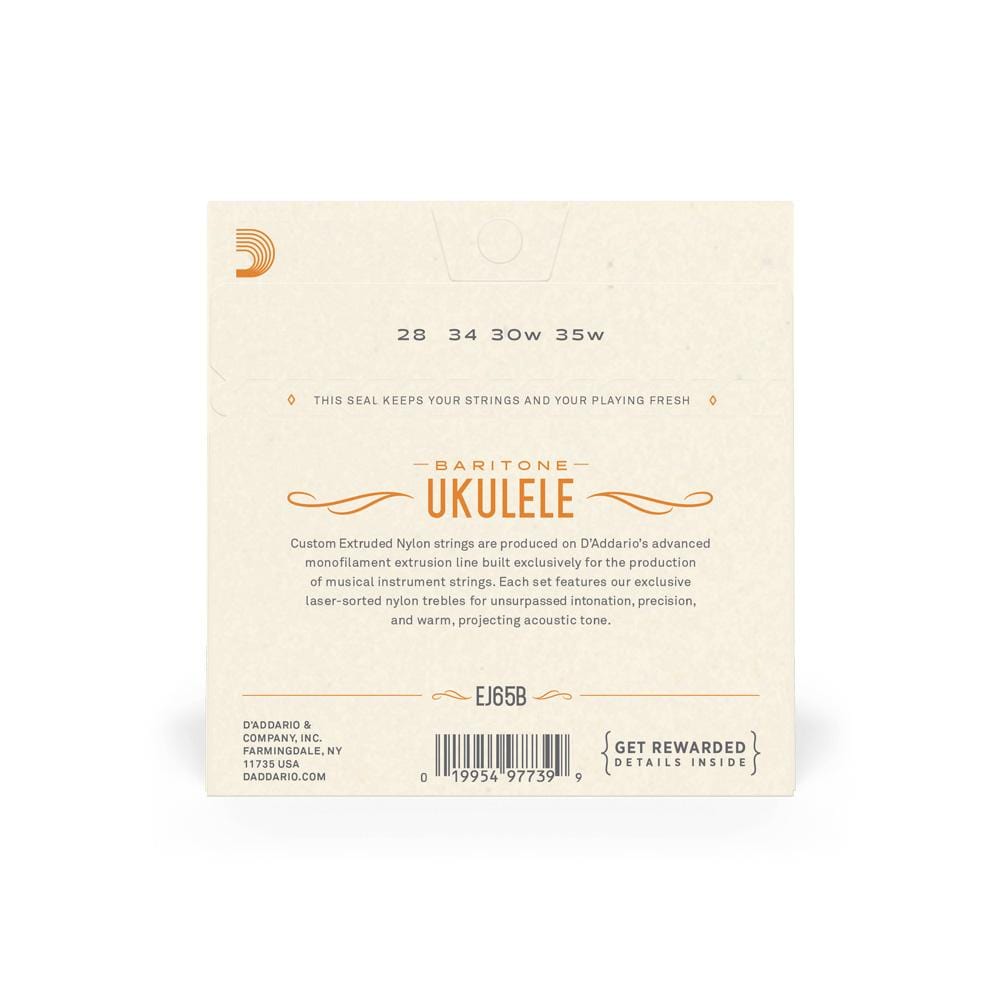 daddario ukulele strings d'addario ej65b baritone ukulele string set