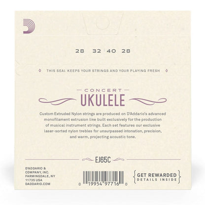 DAddario Ukulele Strings D'Addario EJ65C Ukulele Strings - Pro-Art̩ Custom Extruded Nylon