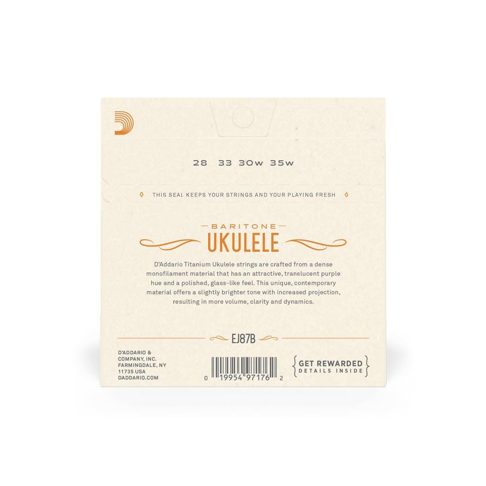 daddario ukulele strings d'addario ej87b baritone ukulele string set