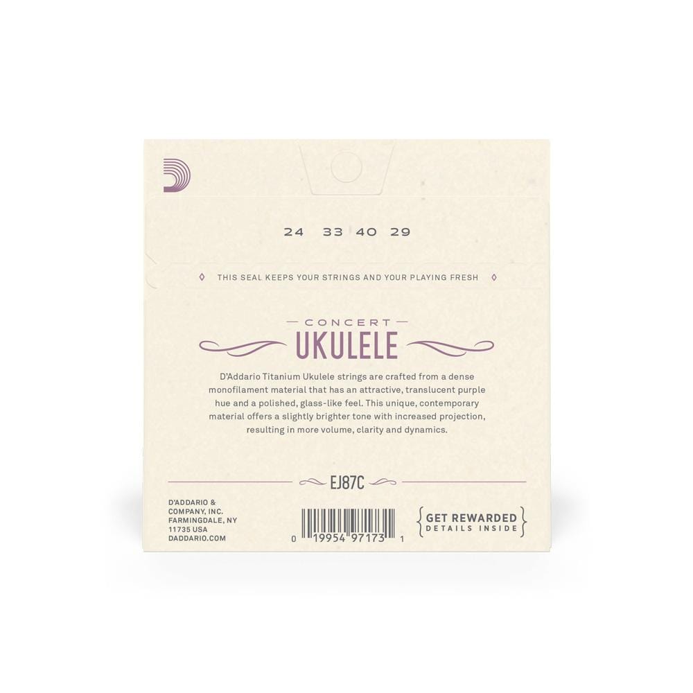 daddario ukulele strings d'addario ej87c concert ukulele string set