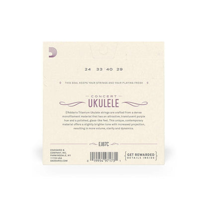 daddario ukulele strings d'addario ej87c concert ukulele string set