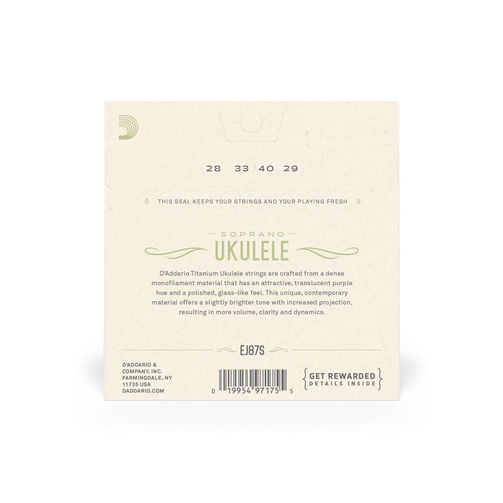 daddario ukulele strings d'addario ej87s soprano ukulele string set