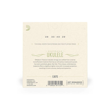 daddario ukulele strings d'addario ej87s soprano ukulele string set