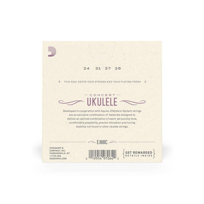 daddario ukulele strings d'addario ej88c concert ukulele string set