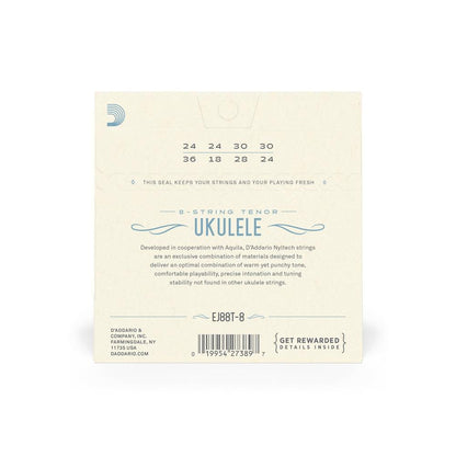 daddario ukulele strings d'addario ej88t 8 tenor 8 string ukulele string set